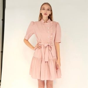 Batsheva Sadie Dress in Guava Tartan NWT